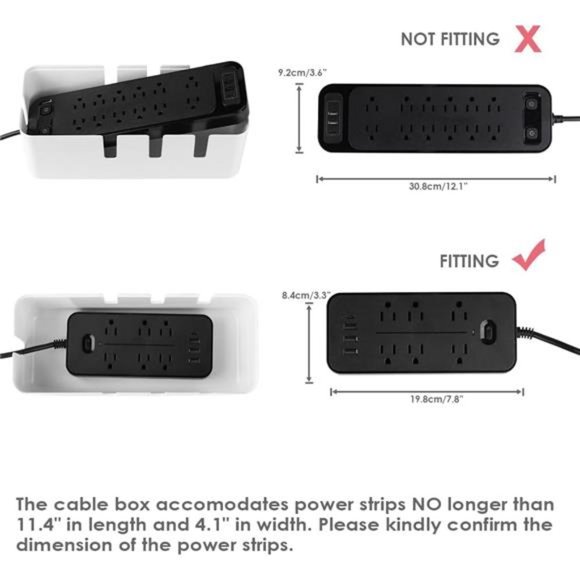 Cable Management Box by Baskiss, 12x5x4.5 inches, Wood Lid, Cord Organizer - Picture 3 of 14